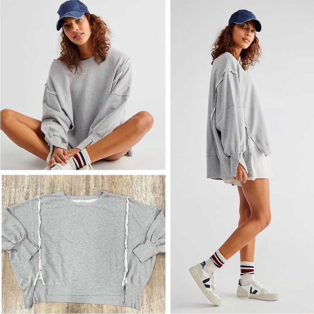FP Camden Oversized Sweatshirt in Sand Heather Gray - Picture 7 of 14
